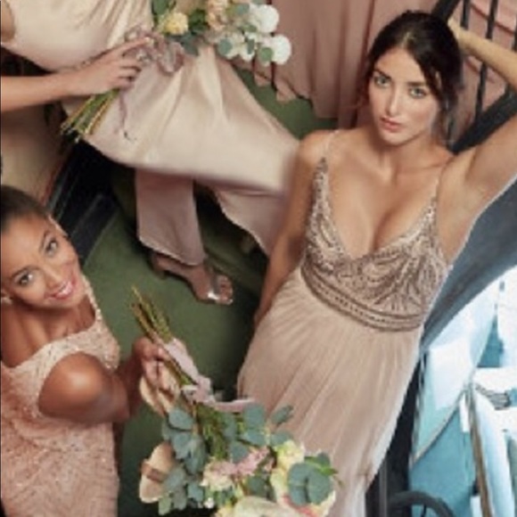 BHLDN Vilette 20 Lt Purple Beaded Sequin Bodice Tulle Skirt Maxi Gown - Picture 3 of 8